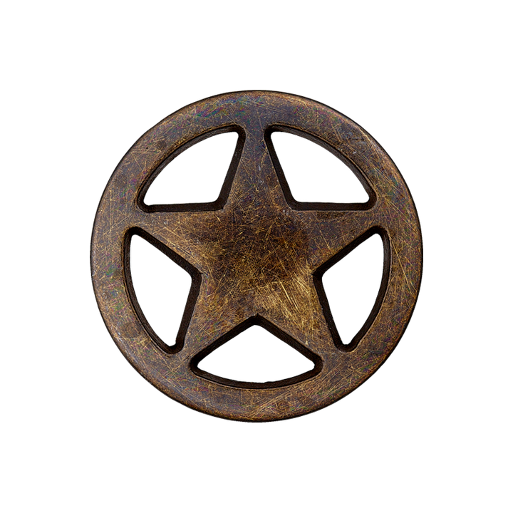 Пуговица «Звезда», металлическая, на ножке, 18 мм, цвет состаренной латуни