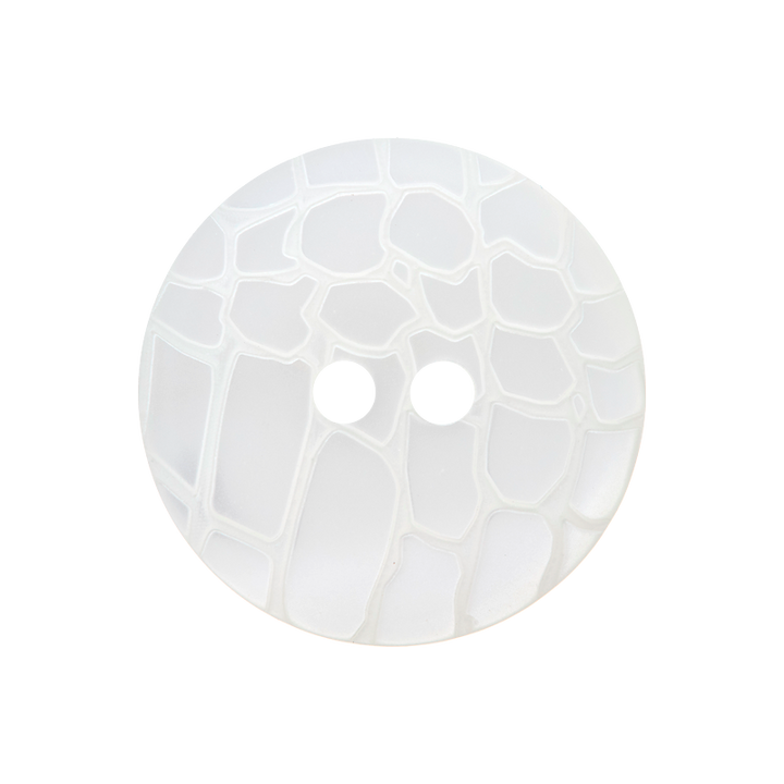 Polyester button 2-holes, Snake look, 20mm, white
