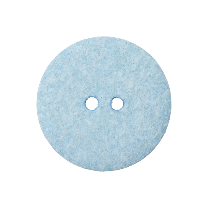Cotton/polyester button 2-holes, recycled, 28mm, light blue