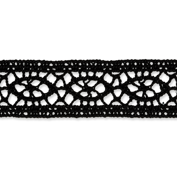 Коклюшечное кружево-прошивка, 17 мм, черный цвет