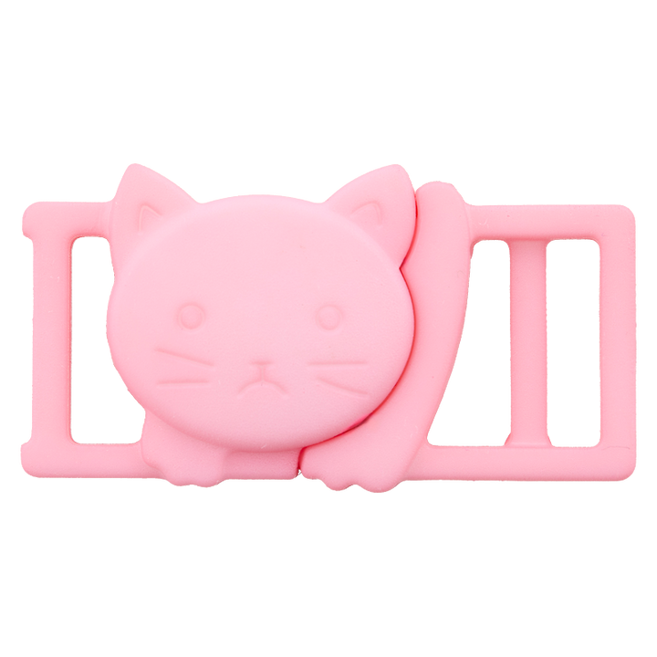 Polyestersteckschließe Katze, 10mm, rosa