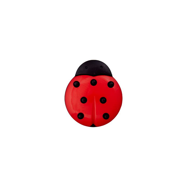 Polyester button Ladybug 14mm red