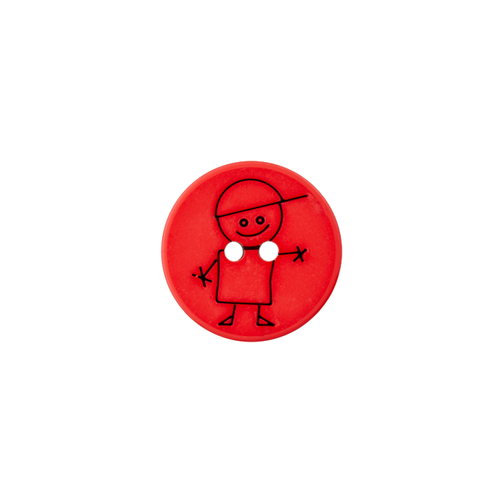 Пуговица «Мальчик», из полиэстера, с 2 отверстиями, 15 мм, красный цвет