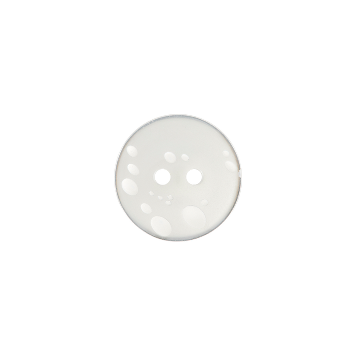 Bouton polyester 2-trous, chemisier, 18mm, blanc