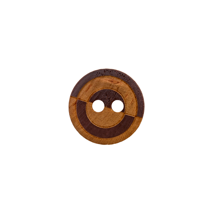 Bouton bois 2-trous, Cercle, 12mm, brun foncé