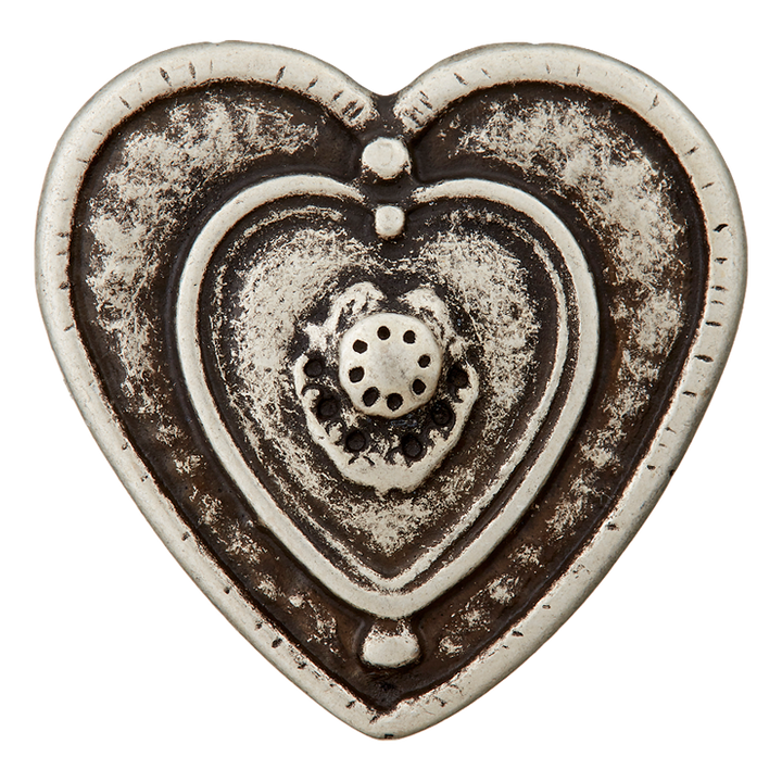 Пуговица «Сердце», металлическая, на ножке, 23 мм, цвет состаренного серебра