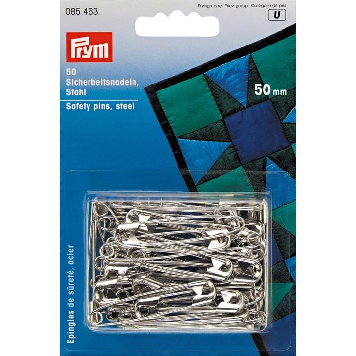 Safety pins, 50mm, silver-coloured, 50 items