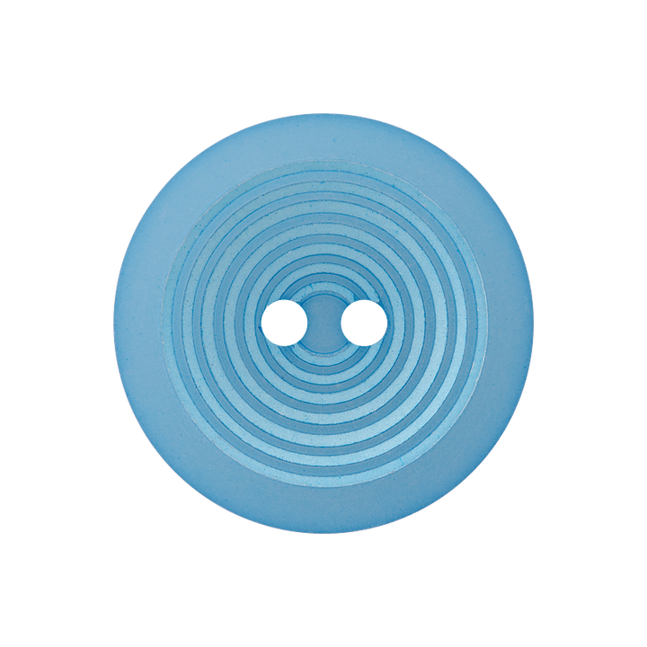 Bouton polyester 2-trous, Cercles, 23mm, bleu