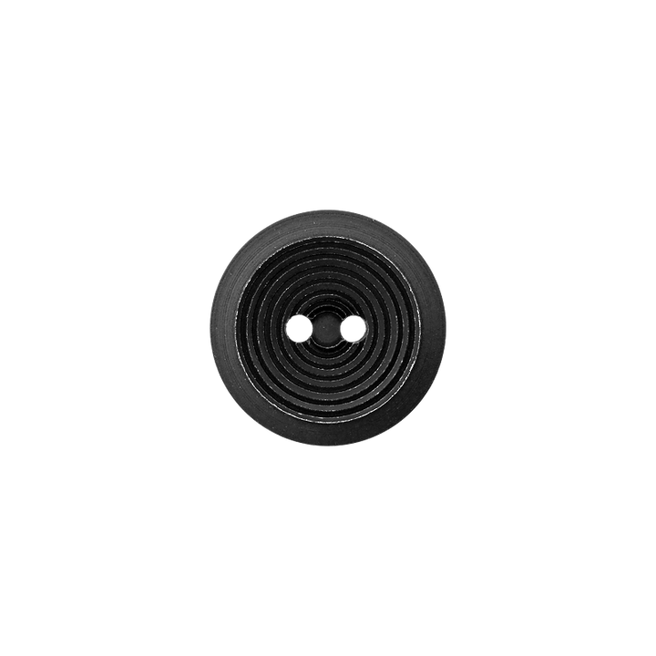 Bouton polyester 2-trous, Cercles, 18mm, noir