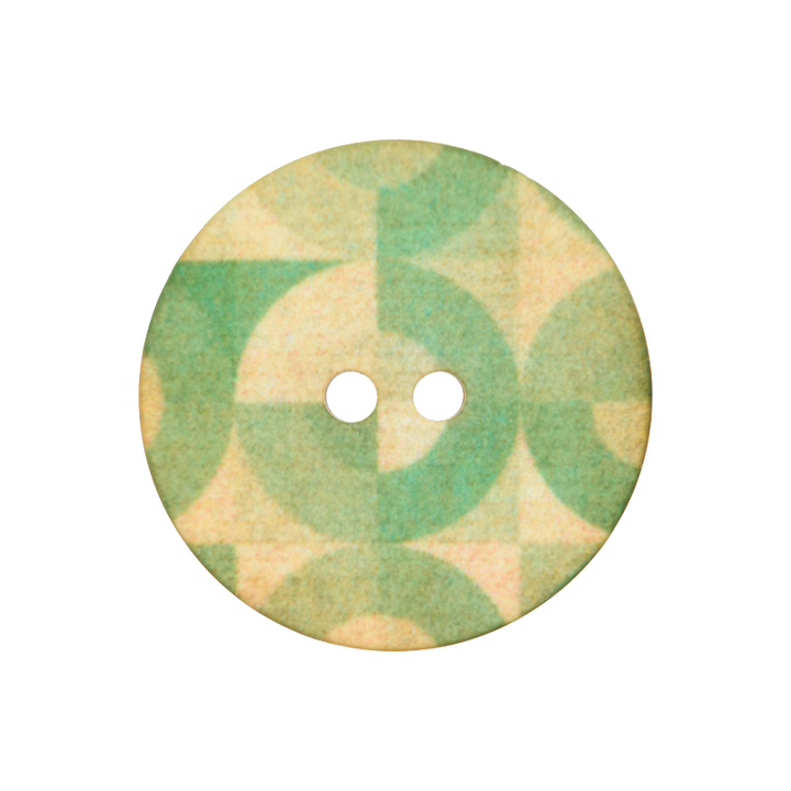 Polyester button 2-holes, Circle, 23mm, medium green
