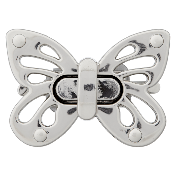Taschenverschluss Schmetterling, 50mm, silber