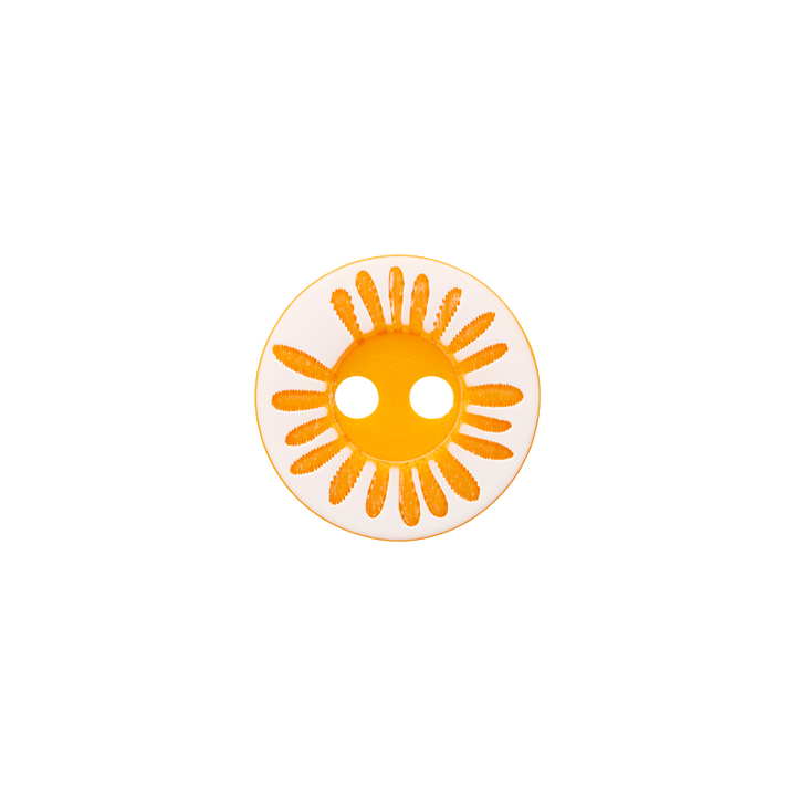 Polyester button 2-holes, Flower, 12mm, orange