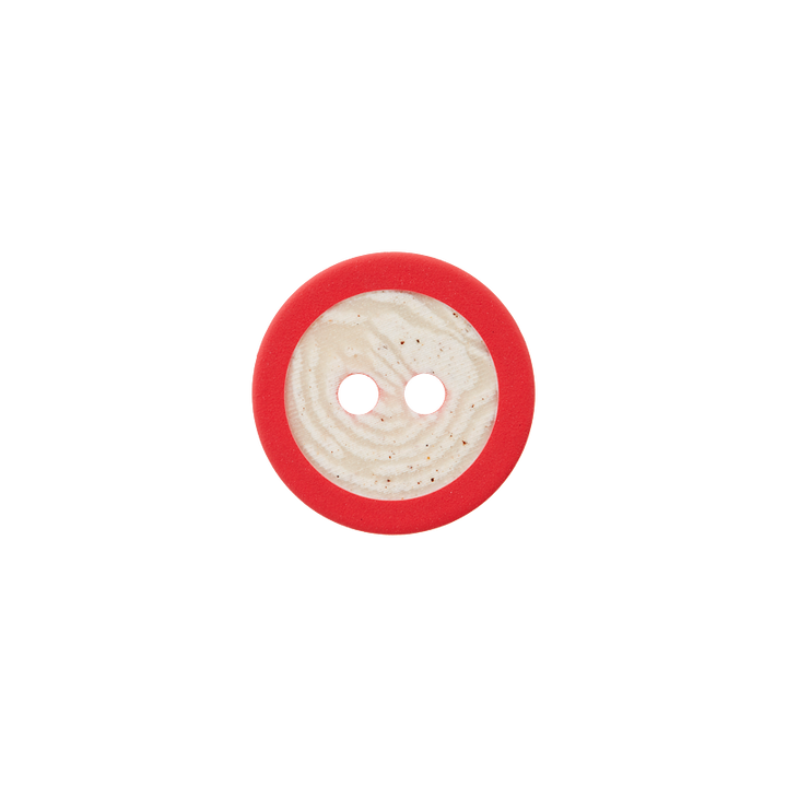 Corozo/Polyester button 2-holes, recycled, 15mm, red