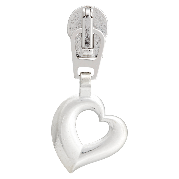 Zip-puller Big heart, 25mm, silver