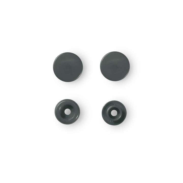 Non-sew press fasteners, Colour Snaps, round, 12.4mm, dark grey