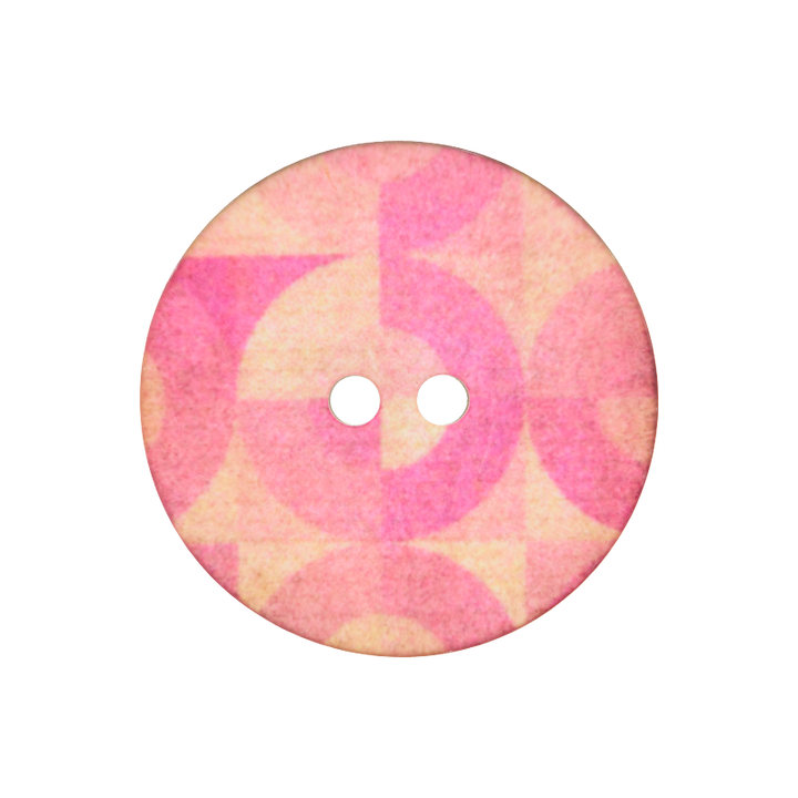 Пуговица из полиэстера, с 2 отверстиями, Кружок, 23мм, розовый цвет