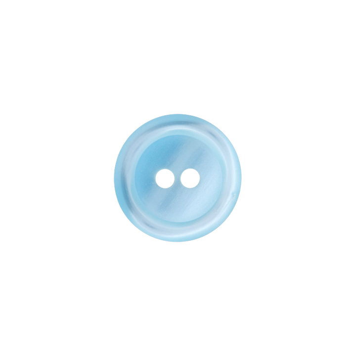 Polyester button 2-holes, 14mm, light blue