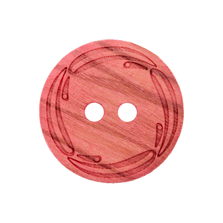 Wood button 2-holes, 23mm, rose