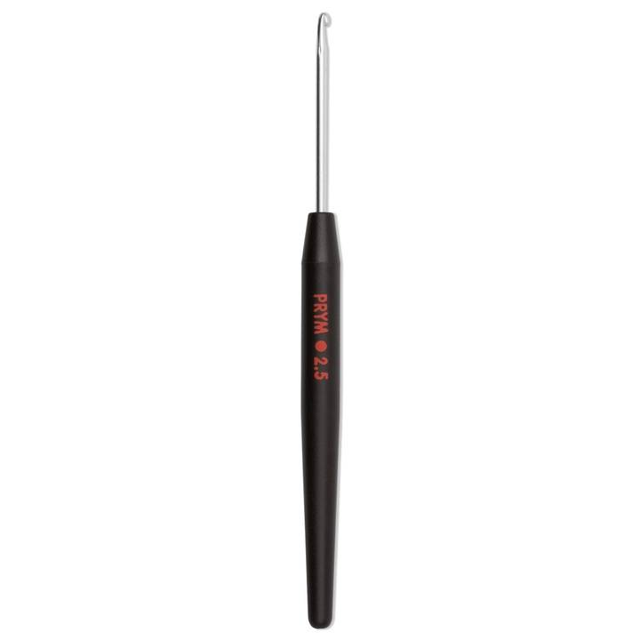 Крючок для шерсти, мягкая ручка, 14см, 2,50мм, серебристого цвета