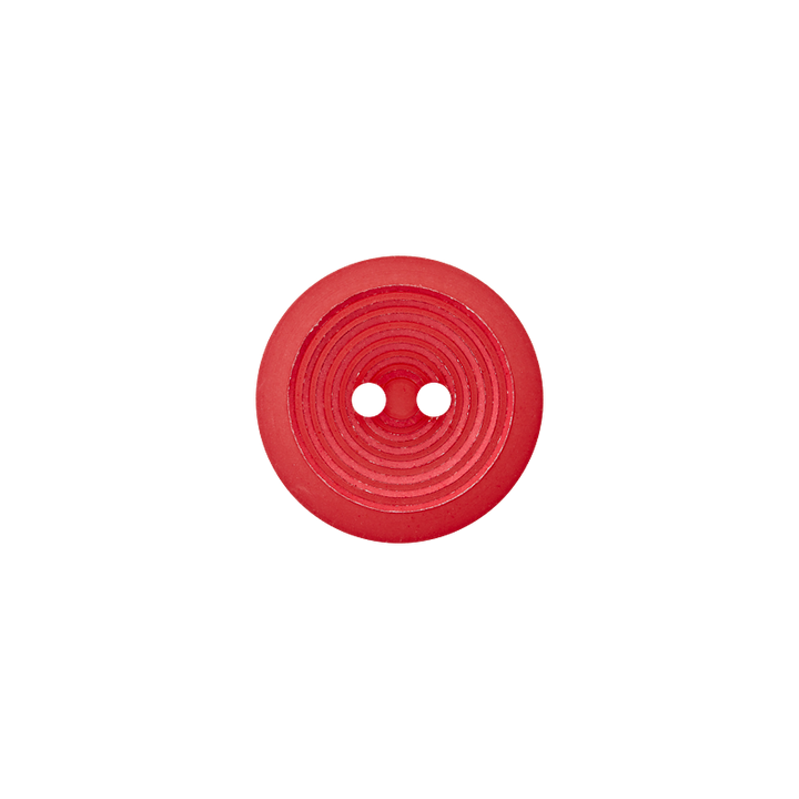 Bouton polyester 2-trous, Cercles, 18mm, rouge