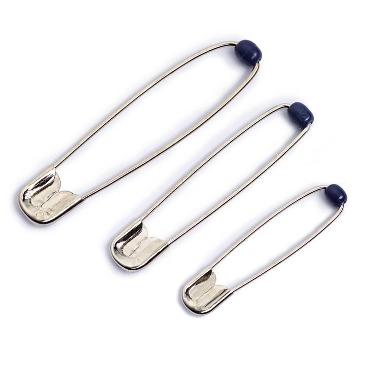 Safety pins with ball, No. 1, 34mm, silver-coloured