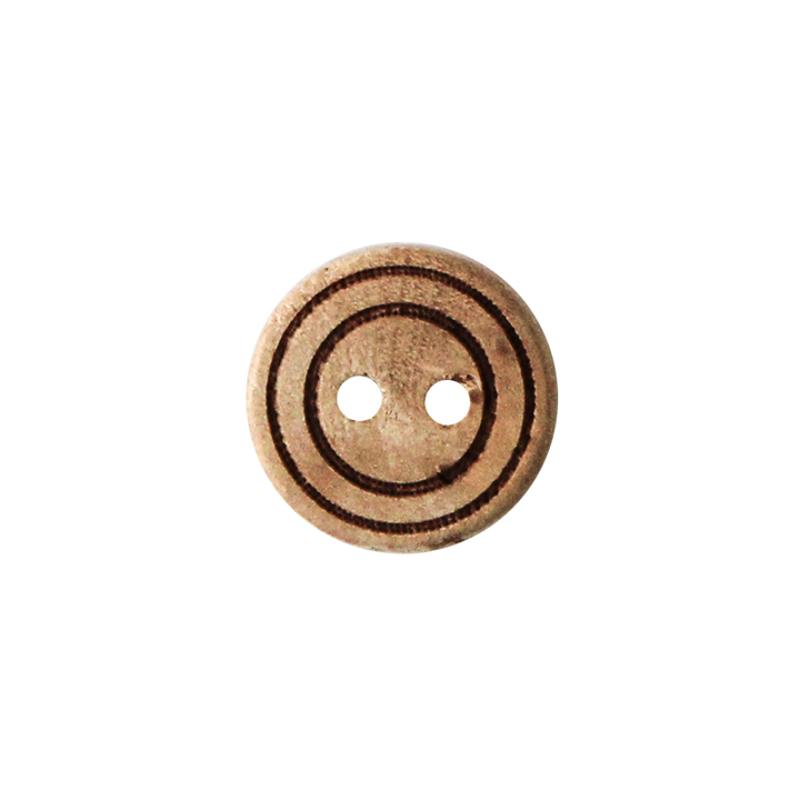 Wood button 2-holes, Circle, 12mm, beige