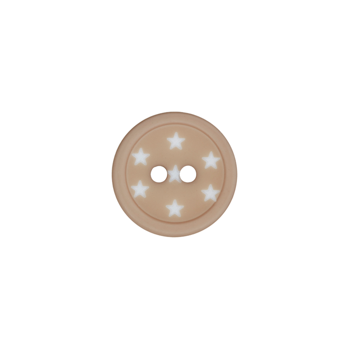 Polyesterknopf 2-Loch, 15mm, beige