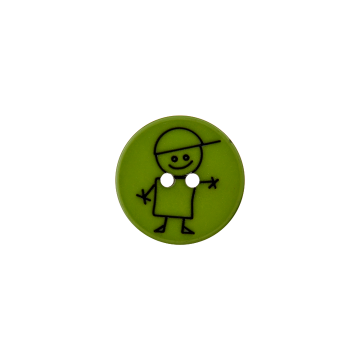 Пуговица «Мальчик», из полиэстера, с 2 отверстиями, 15 мм, зеленый, средний цвет