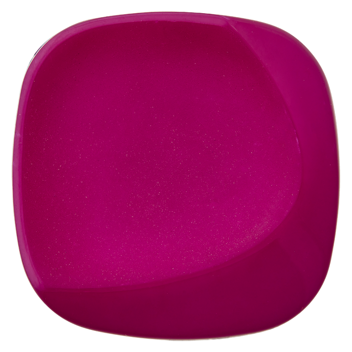 Bouton polyester pied, forme carrée, 28mm, fuchsia