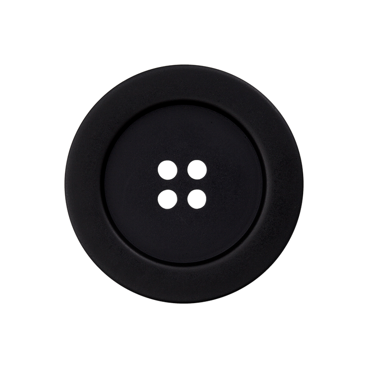 Пуговица из полиэстера, с 4 отверстиями, 28 мм, черный цвет