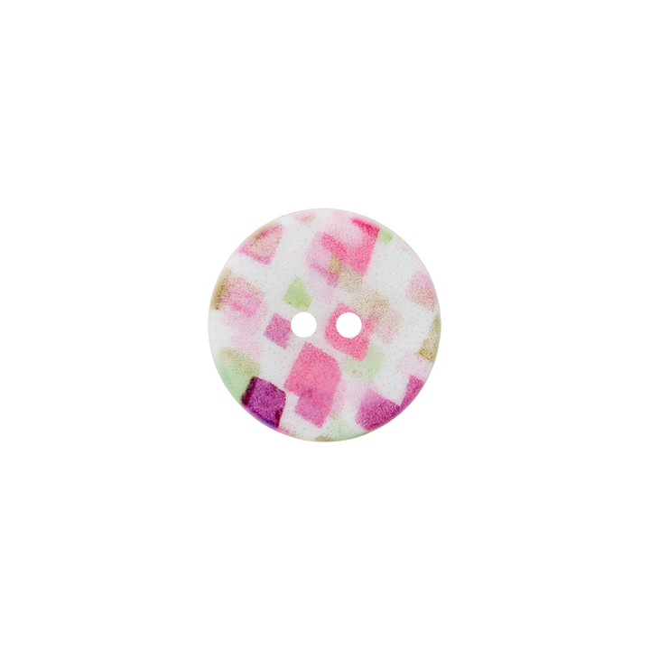 Polyester button 2-holes, 15mm, pink