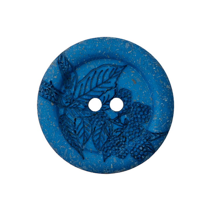 Polyesterknopf 2-Loch, recycelt, 23mm, blau