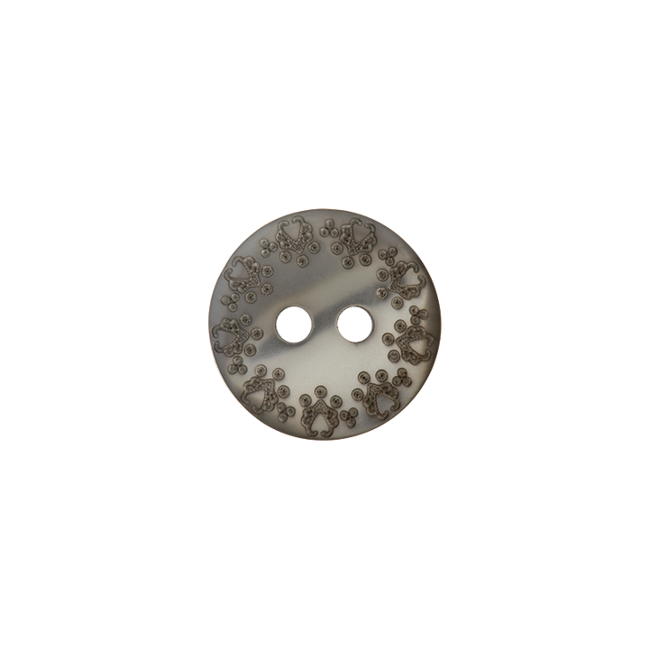 Polyester button 2-holes 14mm medium grey