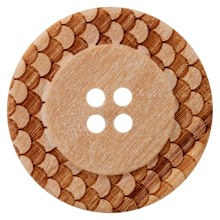 Wood button 4-holes, 28mm, beige