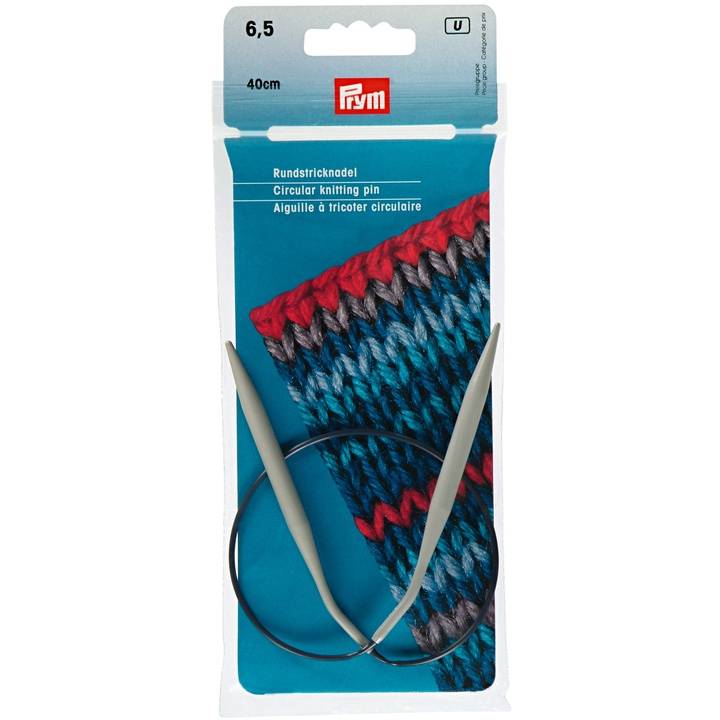 Circular knitting needles, 40cm, 6.50mm, grey