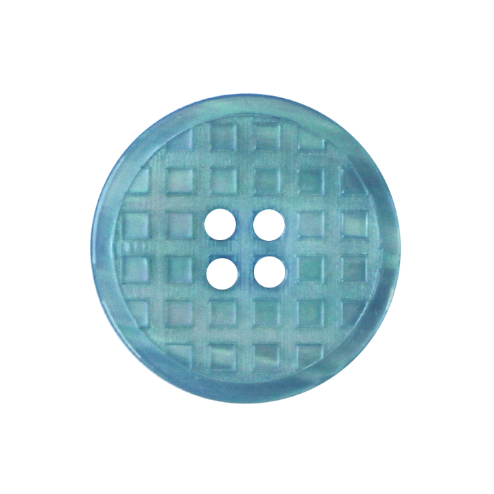 Polyester button 4-holes, 15mm, light blue