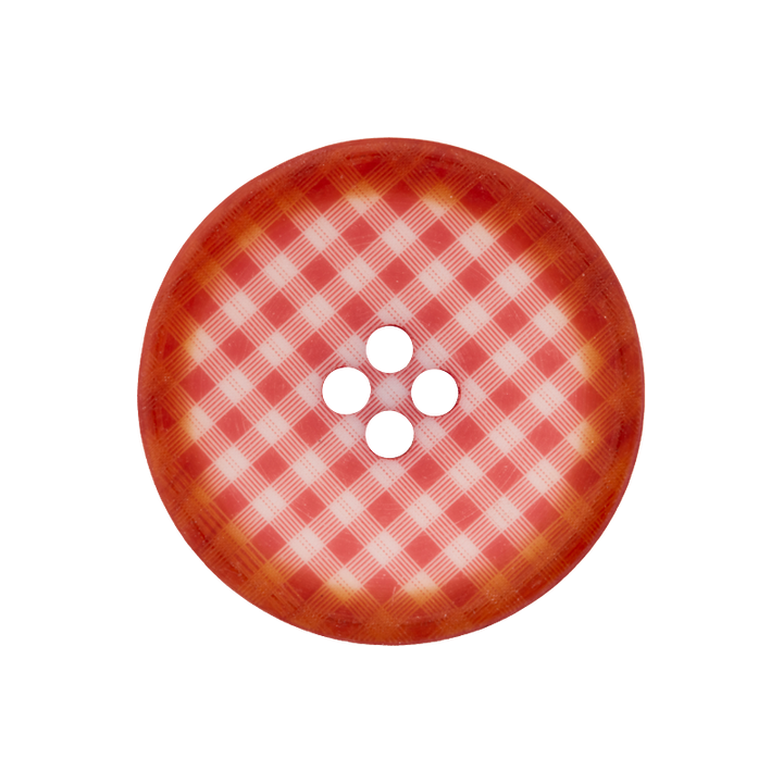 Polyester button 4-holes, Checks, 20mm, dark red