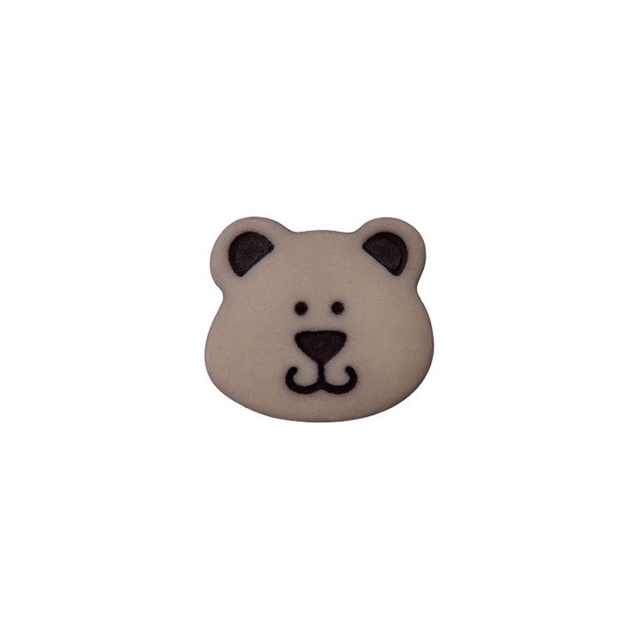 Пуговица «Медведь», из полиэстера, на ножке, 15 мм, серый, средний цвет