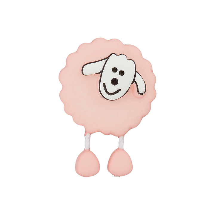 Polyester button Sheep 18mm rosa