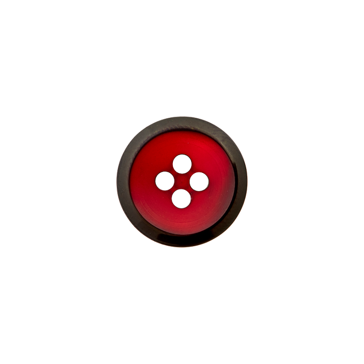 Polyesterknopf 4-Loch, 15mm, rot