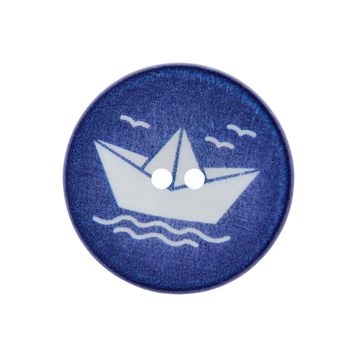 Polyester button 2-holes, Boat, 20mm, navy