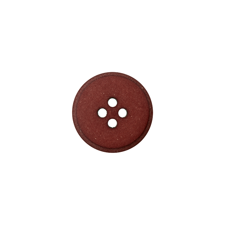 Polyester button 4-holes recycled 15mm dark brown