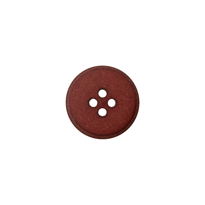 Bouton polyester 4-trous recyclé 15mm marron foncé