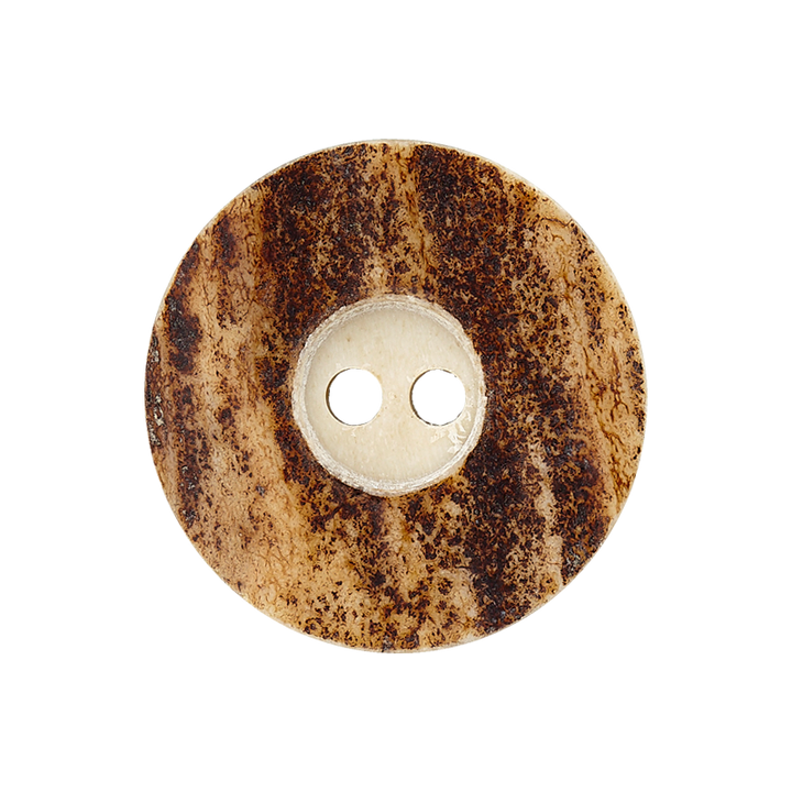 Пуговица из оленьего рога, с 2 отверстиями, 20 мм, коричневый, темный цвет