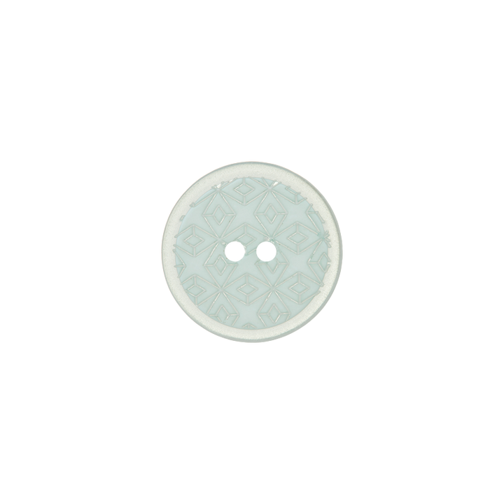 Polyester button 2-holes, 15mm, light turquoise