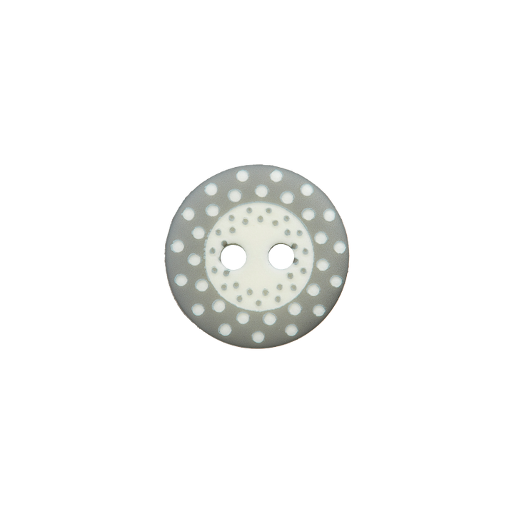 Polyester button 2-holes, Dots, 15mm, curry