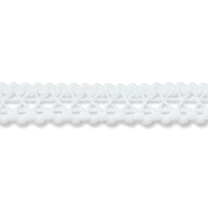 Pompon braid, 12mm, white