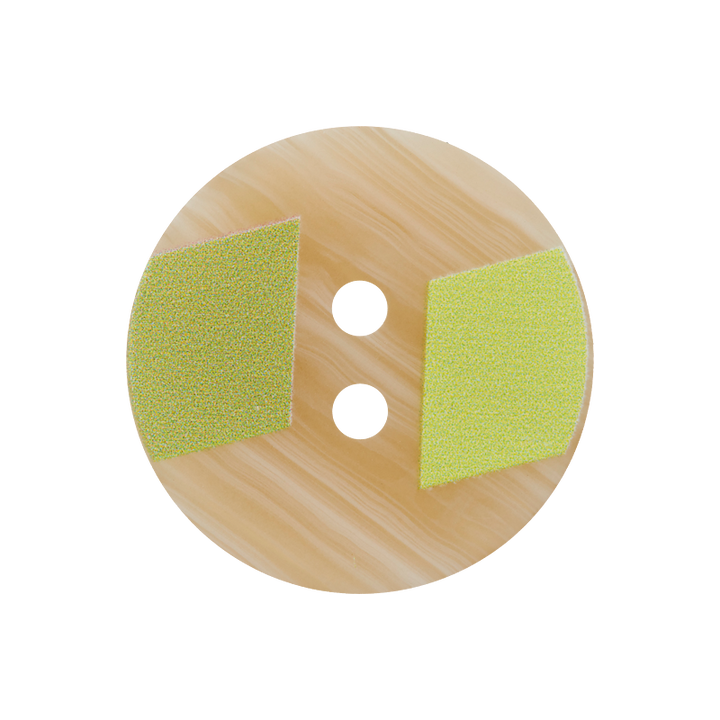 Polyester button 2-holes, 20mm, light green/medium green
