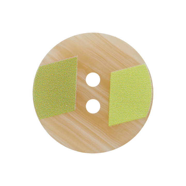 Bouton polyester 2-trous, 20mm, vert clair/vert moyen