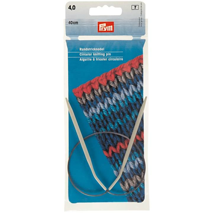 Circular knitting needles, aluminium, 40cm, 4.00mm, grey